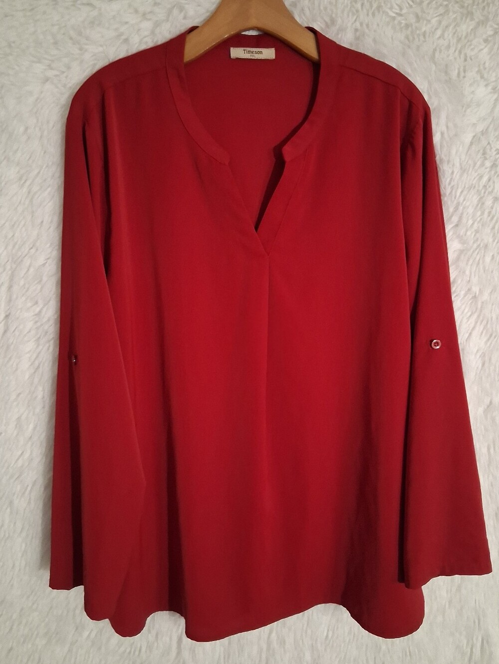 Timeson Dark Red Flowy Blouse XXL
